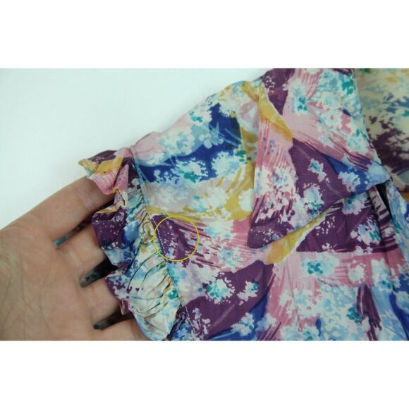 Vintage Small Dress Floral Ruffle Coquette Handmade 30s Cottagecore Dainty - Picture 3 of 12